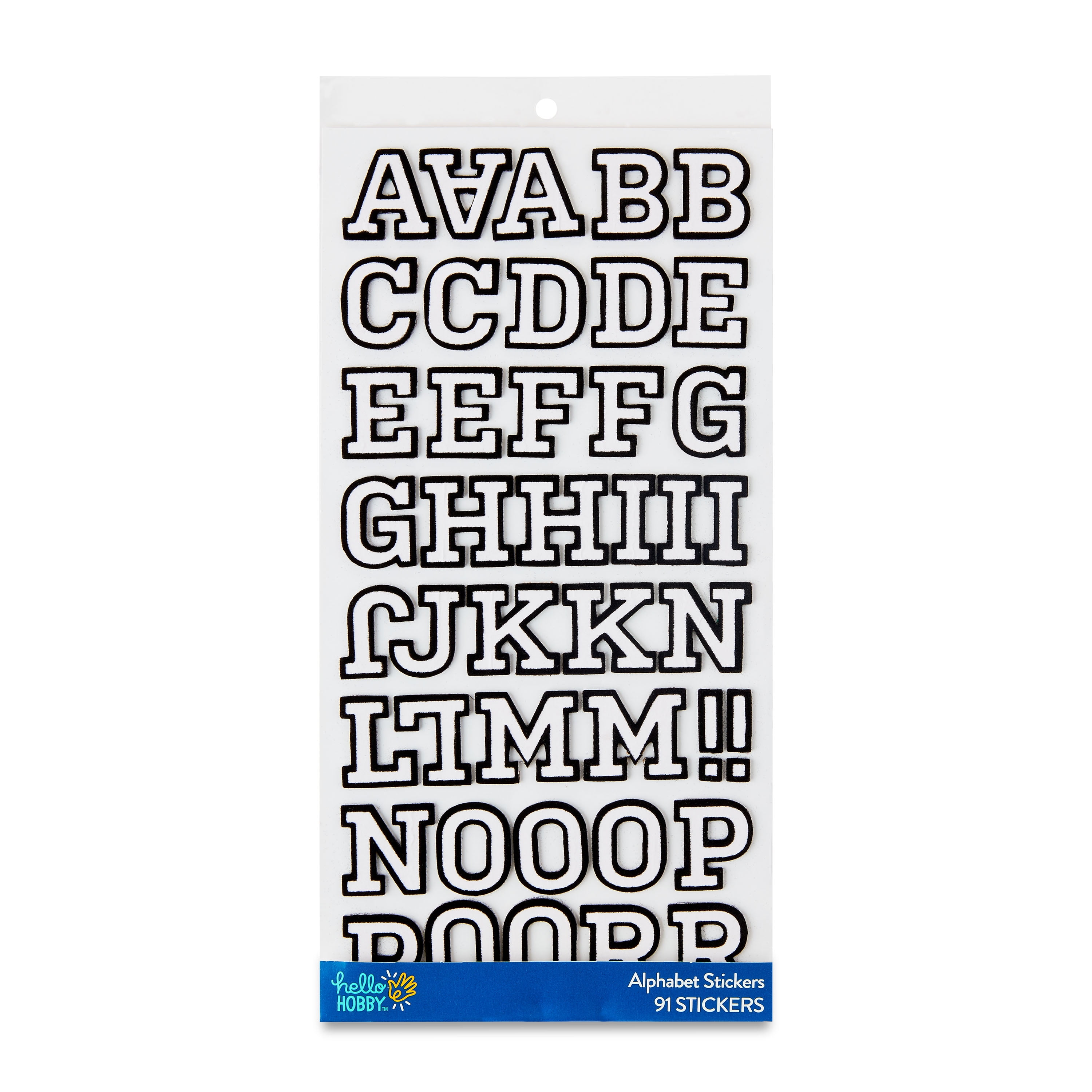 Hello Hobby Black & White Alphabet Stickers, 91 Count