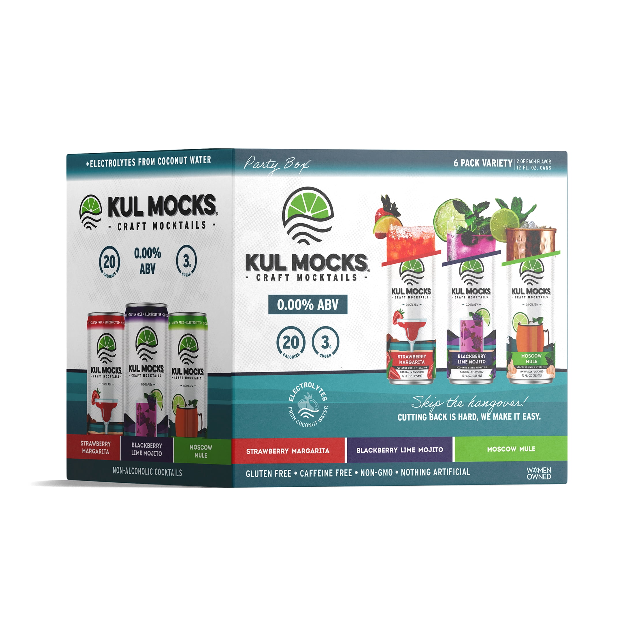 KUL MOCKS Non-Alcoholic Cocktail Mixers, Variety Party Box, 0.00% ABV, Alcohol-Free Cocktail Mixer, Award Winning, 6 pack