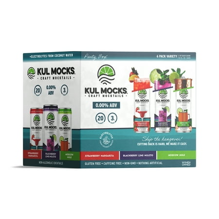 KUL MOCKS® Non-Alcoholic Cocktail Mixers, Variety Party Box, 0.00% ABV, Alcohol-Free Cocktail Mixer, Award Winning, 6 pack