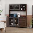 thumbnail image 1 of KULAGAG Home and Office Buffet and Hutch with Framed Glass Doors and Drawer, Baker's Rack for Kitchen with Storage Drawers, Kitchen Cabinet Microwave Stand, Coffee, 76.8"H, 1 of 7