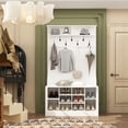 thumbnail image 1 of KULAGAGA 10 Shoe Cubby Wide Hall Tree With Bench & Coat Hooks, Storage Cabinet for Entrance Hallway, 1 of 5