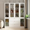 thumbnail image 1 of KULAGAGA 6-Door Kitchen Pantry Display Cabinet Bookcase with Glass Door and 3 Drawers, 63" Wide, 1 of 8