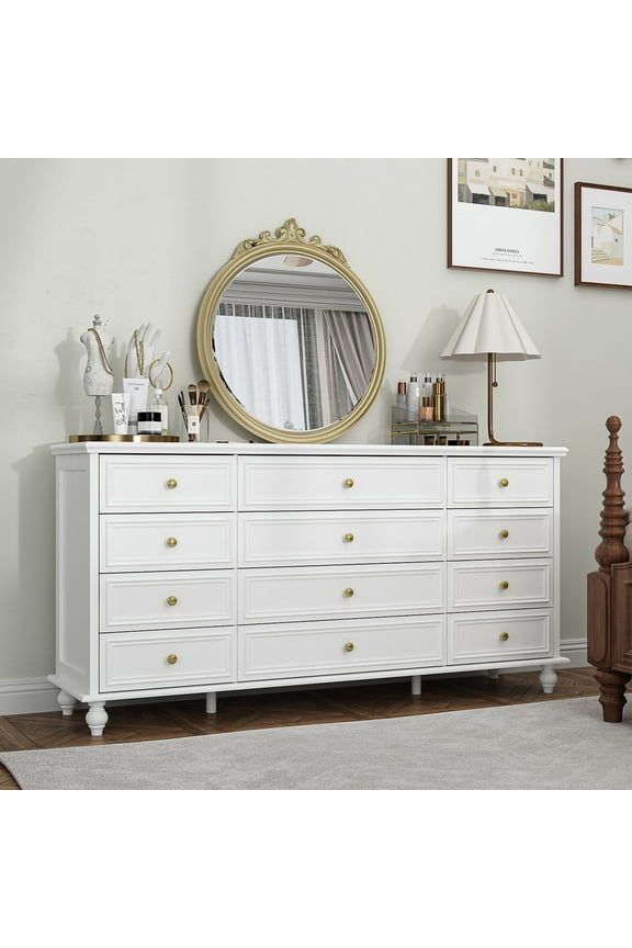 Chest of Drawer for Bedroom, 12 Drawer Whiet Dresser for Living Room Closet