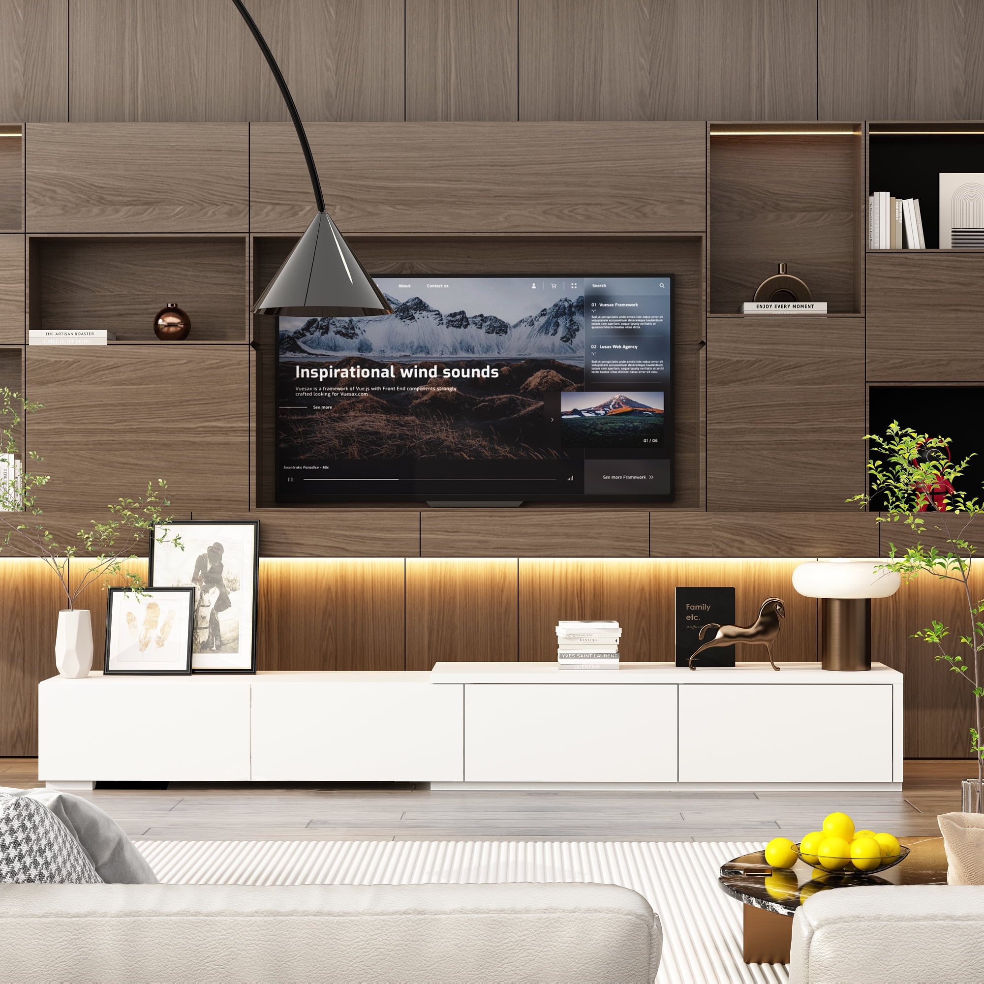KULAGAGA Expanded Entertainment Center TV Stand with 4 Drawers, Ideal ...
