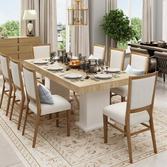 KULAGAGA Large Dining Table for 6-8 People, 78.7-inch Rectangular Wood Kitchen Table for Dining Room