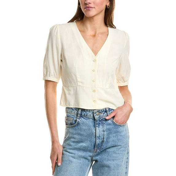 KULE womens Button Cropped Blouse, l, White
