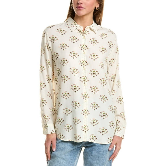 KULE womens  Button Front Blouse, l, White