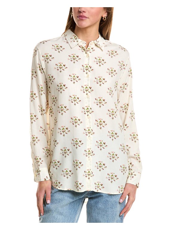 womens Button Front Blouse, xs, White