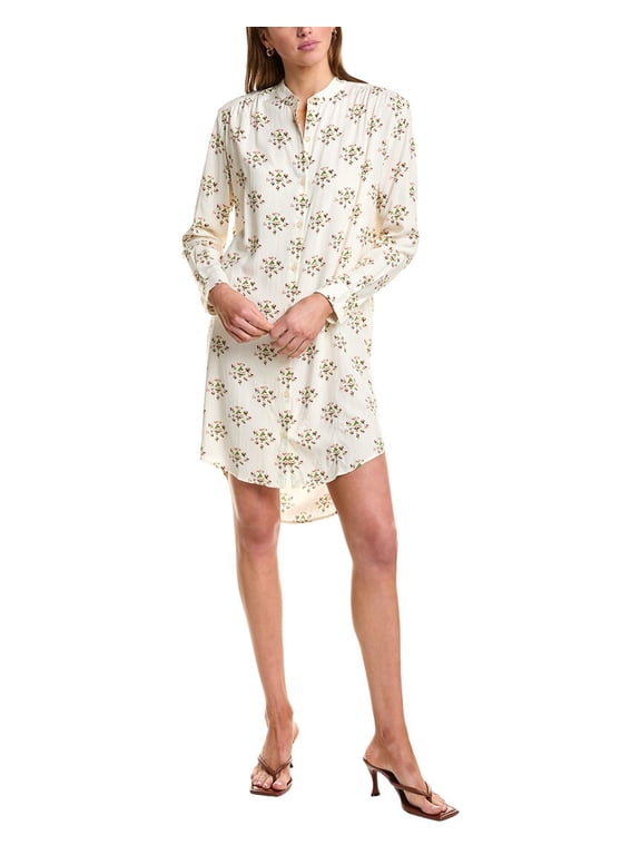 womens Button Front Mini Dress, s, White