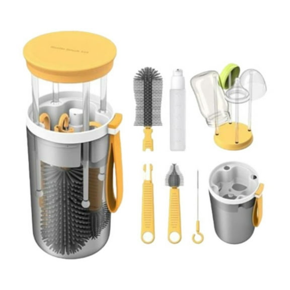 KULOKHUI Bottle Cleaner Brush Maternal And Products Portable Bottle Brush Set Silicone Bottle Brush Nipple Brush Drain Cup Brush Portable Milk Bottle Brush SpecialYellowOne Size