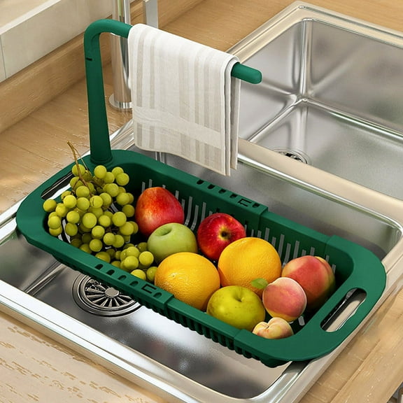 KULOKHUI Dish Drying Rack Adjustable To Fit Any Size Sink Large Capacity Storage Retractable Sink Storage Rack Towel Rack