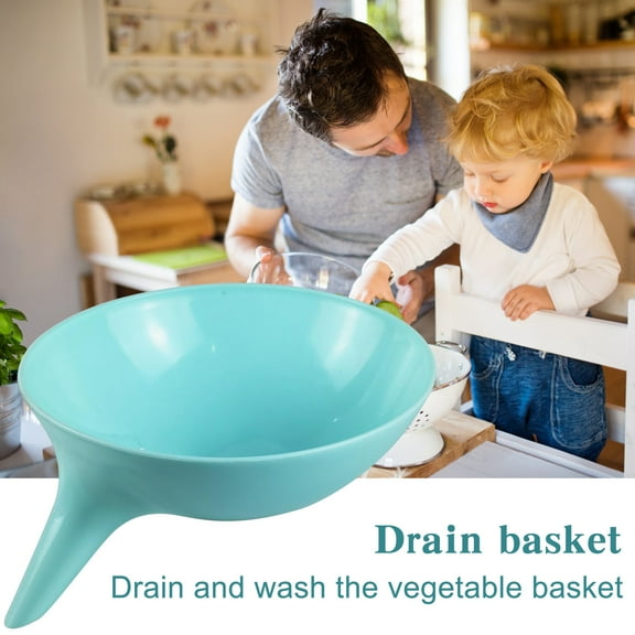KULOKHUI Dish Drying Rack Plastic Strainer Basket Draining Bowl With Funnel, Multifunctional Kitchen Sink Colander Sieve Bowl For Washing Vegetable FruitBlueOne Size