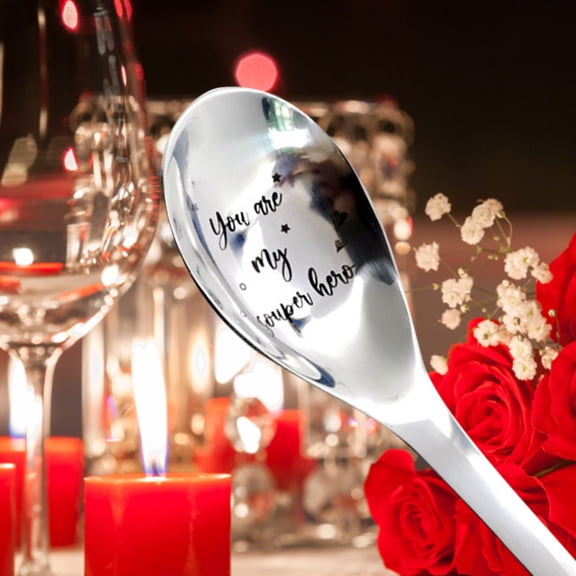 KULOKHUI Flatware Set Engraved Spoon Wonderful Present For Lover Couple And friend friend Dinner Tableware Soup Spoons With EngravingAOne Size