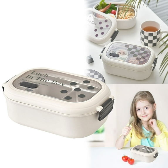 KULOKHUI Lunch Box 2 Compartment Lunch Box Student Staff Container Water Bottle Insulated Compartment Metal Lunch Box Lunch Box (Polka Dot And Checkered)BOne Size