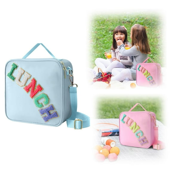 KULOKHUI Lunch Box Food Heater Personalized Preppy Lunch Box Lunch Bag For s s Toddlers， Embroidered Letter Face Outdoor Handheld Portable Insulated Aluminum Film Lunch BagBOne Size
