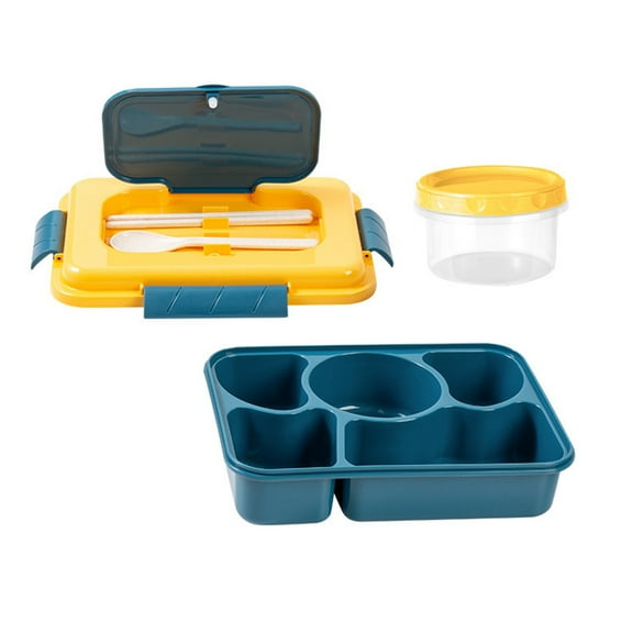 KULOKHUI Lunch Box Partition Plastic Lunch Box Large Capacity Meal Box Leak Proof Seal For Students Office WorkersBlueOne Size