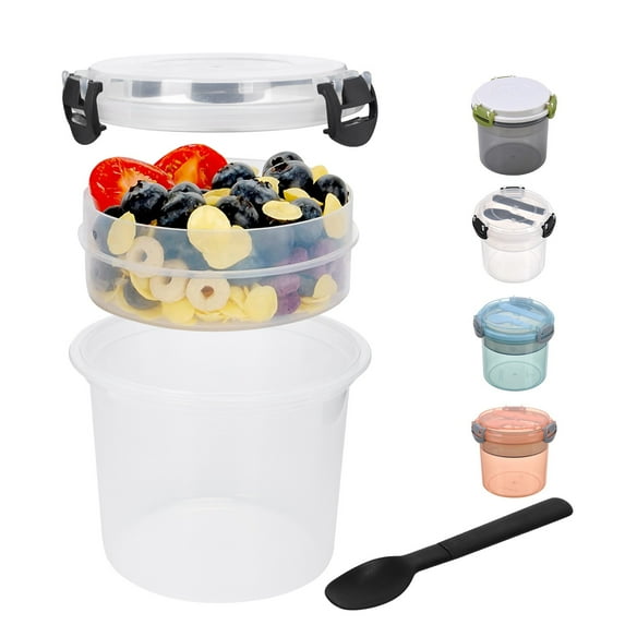 KULOKHUI Overnight Oats Containers Portable Reusable Parfait Cups With Lids Yogurt Cup With Topping Cereal Or Oatmeal Container Leak Proof Breakfast On The CupsClearOne Size
