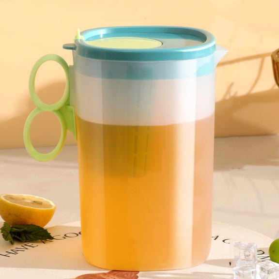 KULOKHUI Pitcher with Lid Plastic Water Pitcher With Flip Top Spout Lid Clear Slim Water Container For Fridge Door Juice Pitcher For Tea Lemonade Handmade Drinks Blue AndBU2One Size