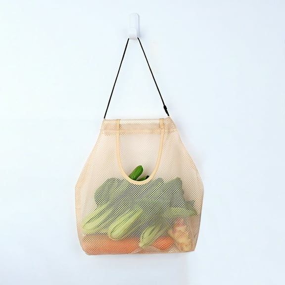 KULOKHUI Storage Bags Household Fruit And Vegetable Mesh Bag Foldable Tote Shopping Bag Reusable Tote Bag Recycling Storage Tote BagBeigeOne Size