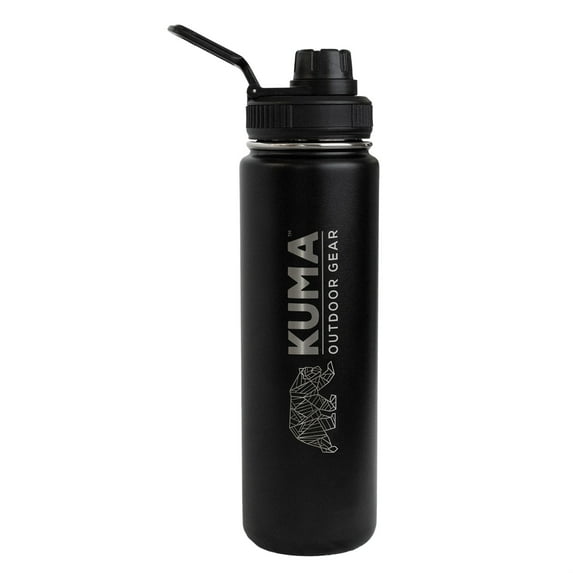 KUMA Outdoor Gear 225-KM-BB-BB Bomber Bottle – 22 oz., Black, Vacuum Sealed