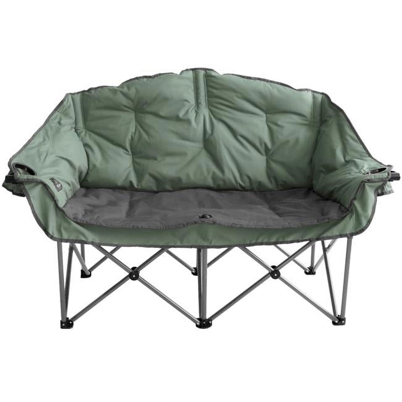 Sage and Graphite Double Camping Chair with Arms and Drink Holders