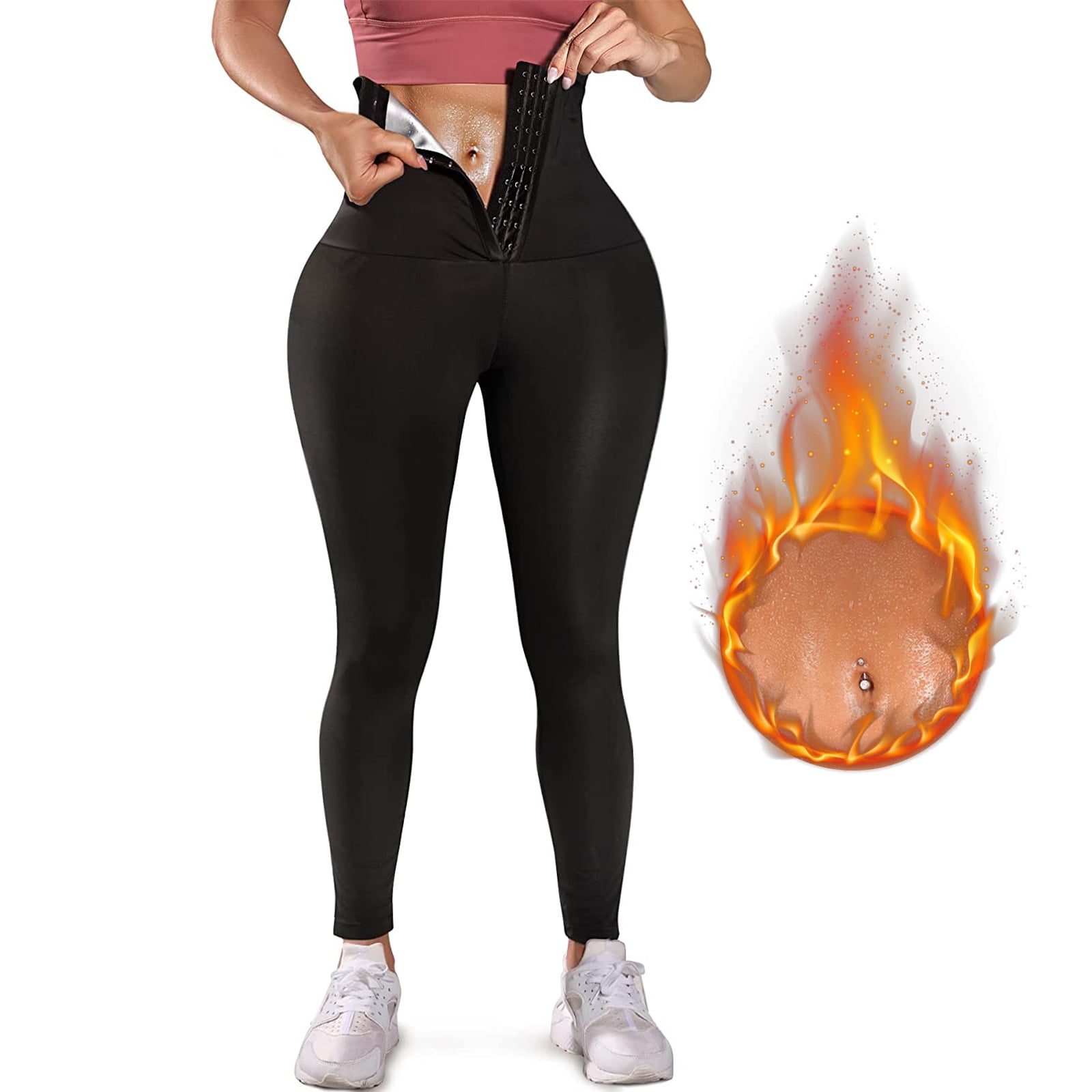 mørk Mindre madlavning KUMAYES Sauna Leggings for Women High Waist Compression Slimming Pants Hot  Thermo Workout Training Sweat Shaper Pants(Black Large) - Walmart.com