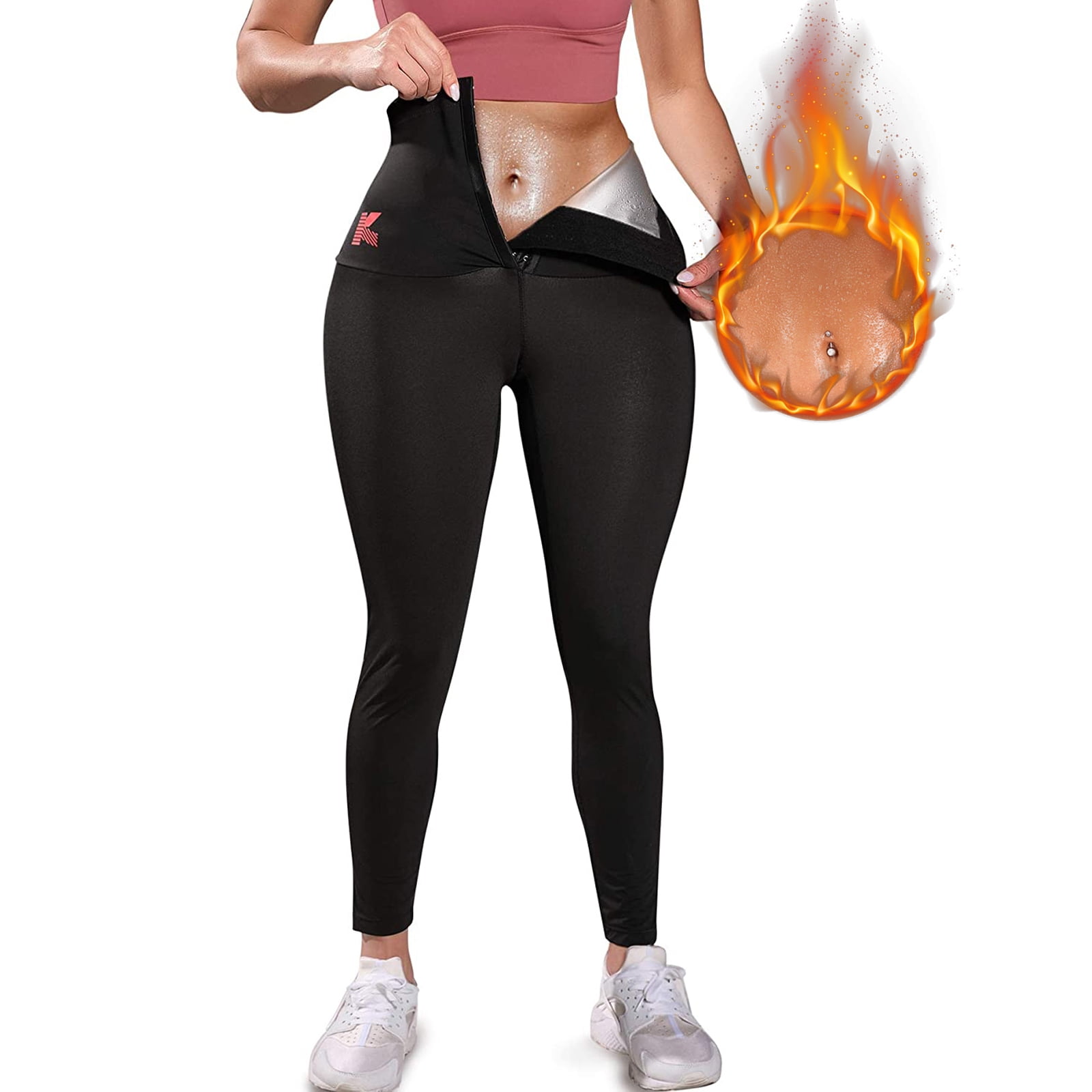 KUMAYES Sauna Leggings for Women Weight Loss Sweat Pants Waist Trainer