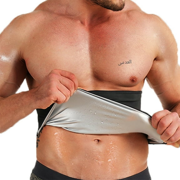 KUMAYES Waist Trainer for Men Weight Loss Waist Trimmer Sweat Sauna Belt Slimming Workout Body Shaper(Black Large)