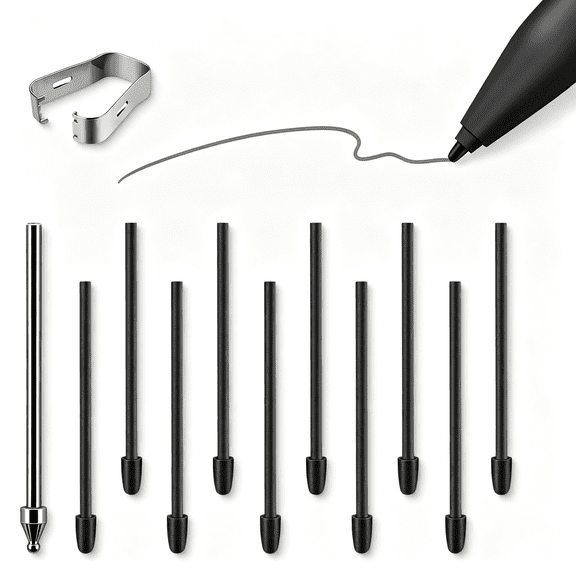 KUMEE 10 Pcs Extra Soft Felt 1 Pcs Titanium Fine Point Fits for 2 Pen Tips Set, Replacement Tips Fits for S-Pen Boox Super Note Stylus,Precise Writing and Sketching Nibs