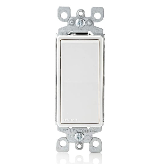 KUMEE 15 Amp, 120/277 Volt, Decora Rocker Single-Pole Ac Quiet Switch, Residential Grade, Grounding, Outdoor Light Switch White