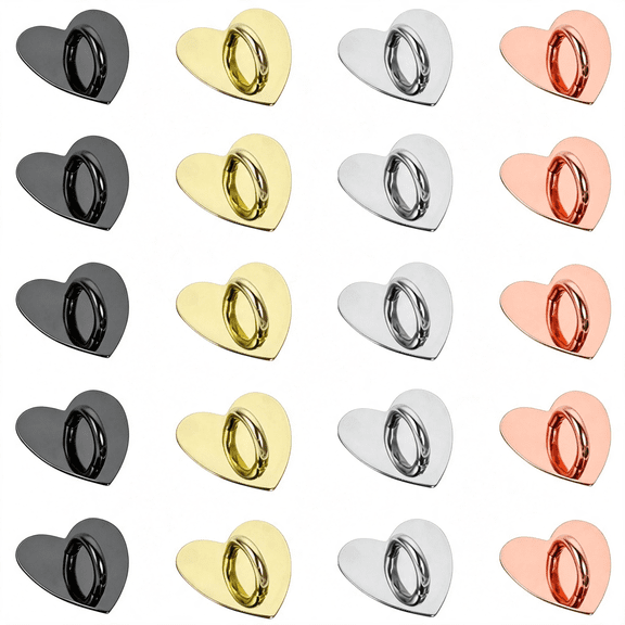KUMEE 20 Pcs Heart Phone Charm Hook,Metal Phone Charm Holder | Adhesive Metal Heart Hooks,Finger Grip Loop for Diy Phone Case Keychain Phone Charm Hook