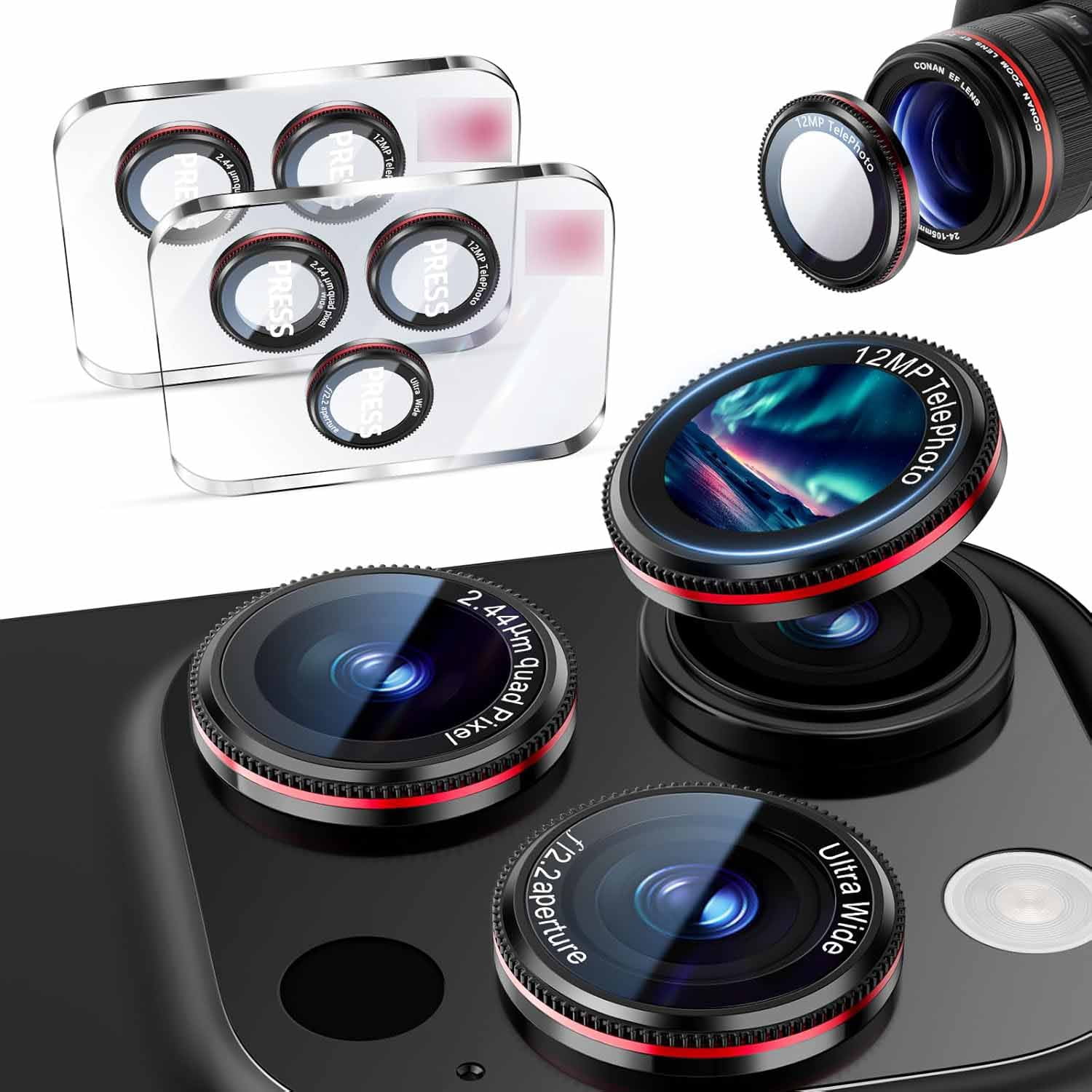 KUMEE 2Pc Camera Lens Protector for 17/16/15/14 Pro Max&17/16/15/14 Pro ...