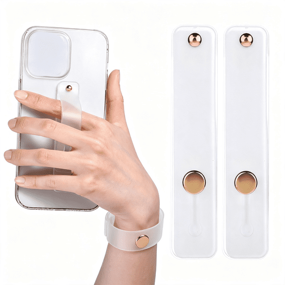 KUMEE 2Pcs Phone Case Holder Strap, Phone Loops for Back of Phones | White Silicone Kickstand Cellphone Strap Grip Holder for Most Mobile Phones Case Non-Slip Phone Grips for Back of Phone