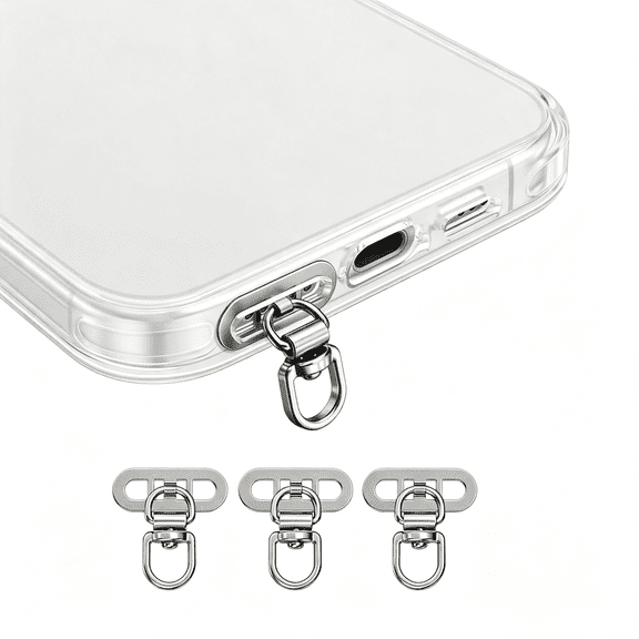 KUMEE 3 Pcs Phone Tether Tab Universal Lanyard Clip 360 Rotatable Mini Side Clip Stainless Steel for All Phones Case No Blocking Charging/Calls Metal Finger Holder Ultra-Thin 0.3Mm
