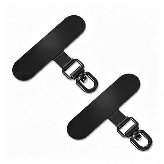 KUMEE 360 Rotating Phone Tether Tab &Amp; Lanyard Connector, 44Lbs Stainless Steel Phone Clip, Universal Swivel Adapter for Straps, No-Adhesive Case Insert (Black+Black)