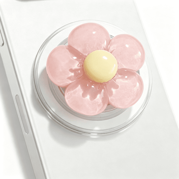 KUMEE 3D Daisy Jelly Phone Grip Magsafe Compatible - Collapsible Flower Stand & Kickstand Pink Pink Pop Socket(Pink, Magnetic)