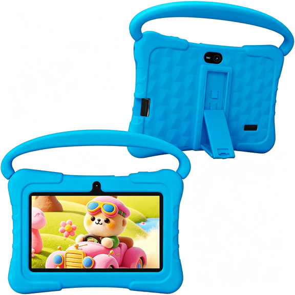 KUMEE 7" Tablet,2Gb Ram 32Gb Storage,Android Os with Parental Controls&Protective Case,Expandable to 512Gb,Eye Protection Screen Eye Protection Screen Toddler Tablet Blue