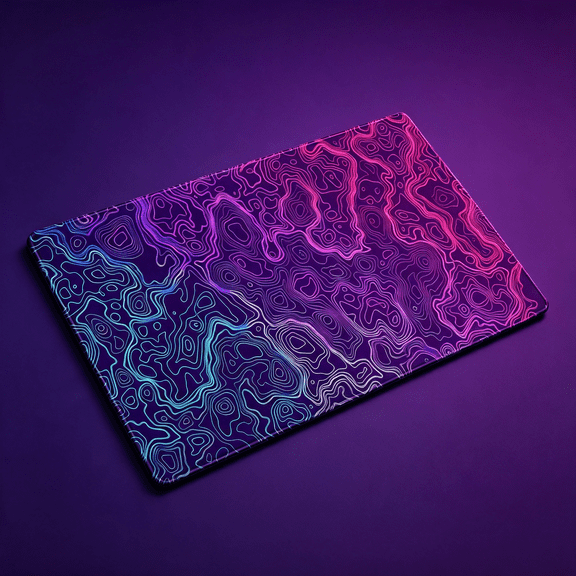 KUMEE Blue Purple Desk Pad Topographic Map Desk Mat Xxl Large Extended Gaming Mouse Pad Computer Mat,Laptop Keyboard and Mouse Mat,Office Decor Non-Slip Mousepad with Stitched Edge,31.5''X15.7''