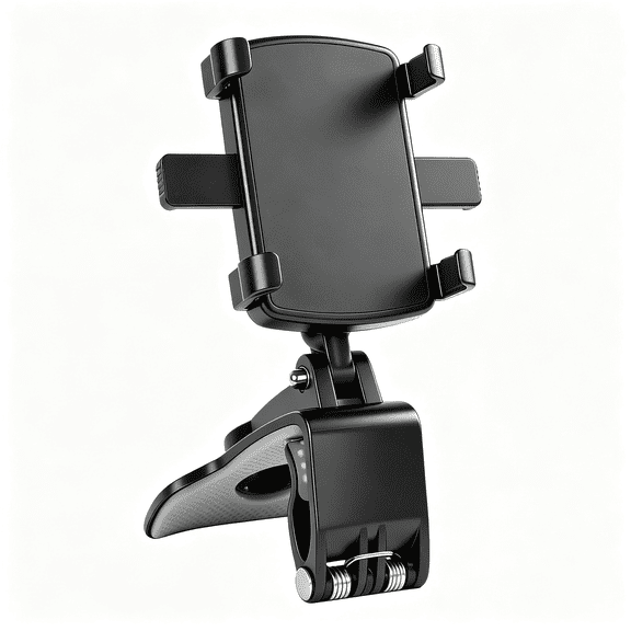KUMEE Car Phone Holder for Car, Dashboard Clip, 360 Rotation for 4-7" Phones | Dashboard Clip Mount, 360 Degree Rotation, Sun Visor & Rearview Mirror Use, Strong Spring Clamp, No Suction Residue