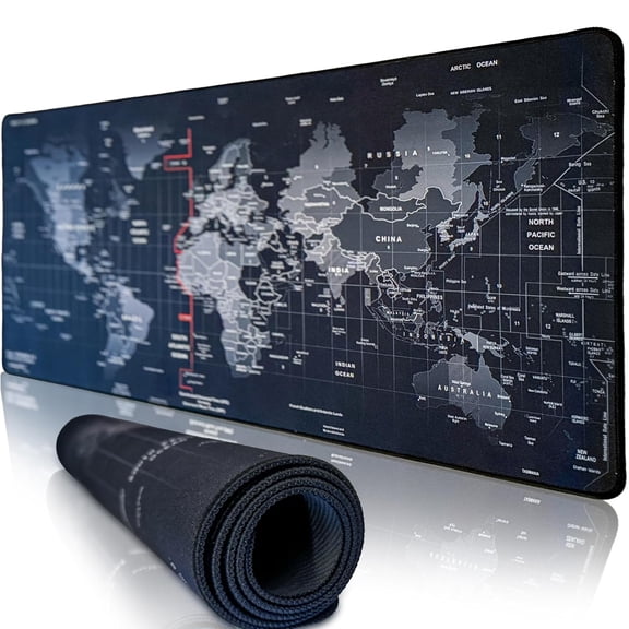 KUMEE Desk Mat Gaming Mouse Pads World Map, Large 31.50 X 11.8 Inches, Extended Gaming Mouse Pad, Large Desk Mat with Non-Slip Base, Smooth Surface for Computer, Laptop & Office Use