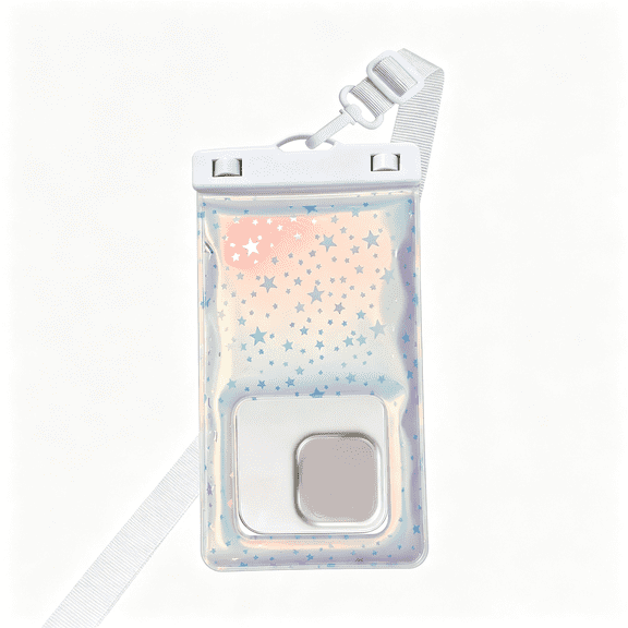KUMEE Floatable Waterproof Phone Pouch/Case with Crossbody Lanyard for Iphone 17 16 Pro Max/15/14, Ip68 Cellphone Dry Bag Beach Cruise Ship Essentials, 1 Pc-Iridescent Star Style-7"