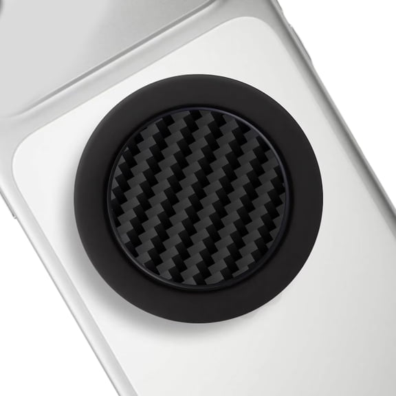 KUMEE Genuine Carbon Fiber Magnetic Phone Grip Compatible with MagsafeCollapsible Mobile Phones Stand Holder for Smartphone Tablet Cell Phone Accessory-Black Twill