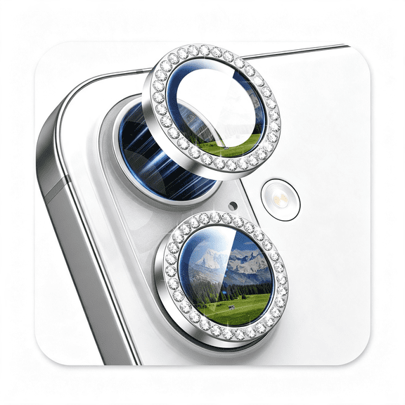 KUMEE for Iphone 17 Camera Lens Protector Cover Bling Diamond,Silver|Individual Metal,9H Hardness,Scratch Resistant,Shockproof,Drop Protection,Case Friendly,Stylish Accessories