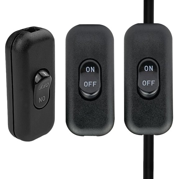 KUMEE Lamp Switch, 3 Pack 250V 6A 2 Way On/Off Inline Cord Switch | Black Inline Power Control for Table Desk Floor Mirror Led Halloween Christmas Household Lights