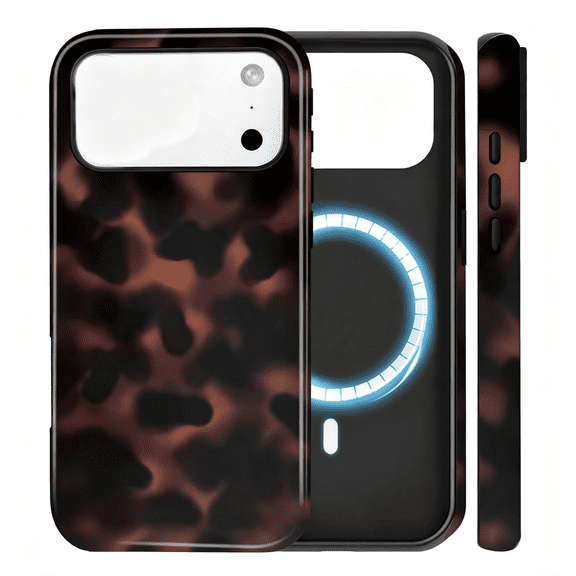 KUMEE Magnetic for Iphone 17 Pro Max Case Tortoise Shell Leopard Case | Compatible with Magsafe, Cute Aesthetic Shockproof Dual Layer Hybrid Tortoiseshell Fall Phone Case for Women, Brown