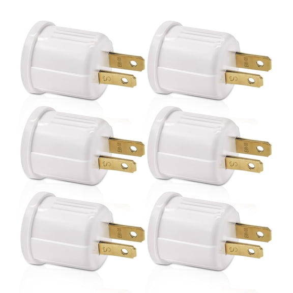 KUMEE Outlet to Socket Adapter, Plug-In Light Socket, Convert Outlet to Light Bulb Socket, Polarized 2-Prong Outlet to E26 E27 Screw Base Bulb Socket, 660 Watt, 125 Volt, Ul Listed ( White Color)