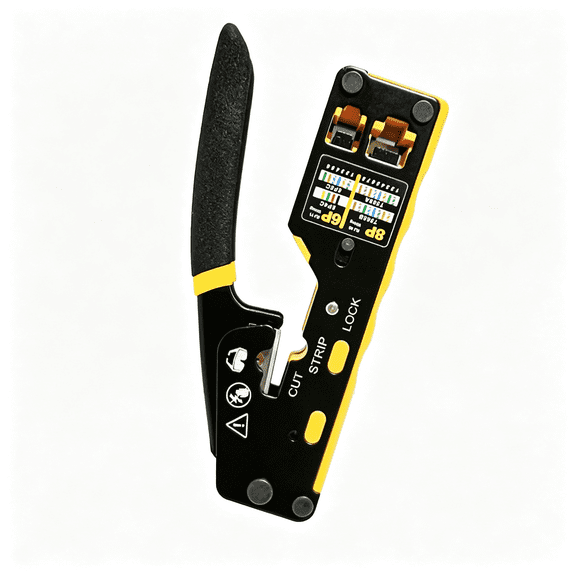KUMEE Ratcheting Modular Data Cable Crimper / Wire Stripper / Wire Cutter for Rj11/Rj12 Standard,Rj45 Pass-Thru Connectors Ratcheting Modular Data Cable Crimper / Wire Stripper / Wire Cutters