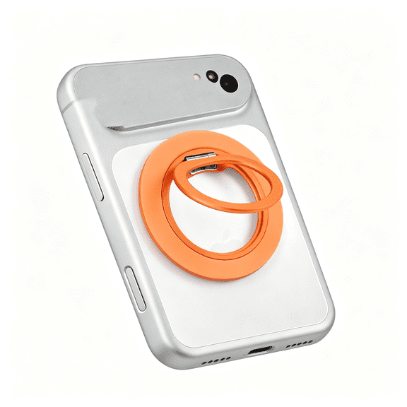 KUMEE Ultra-Thin Magnetic Phone Grip for Magsafe, Orange | Strong Magnet Phone Ring Holder, Includes Metal Ring Compatible with Iphone, Androids, Removable, Hands-Free Selfie/Video