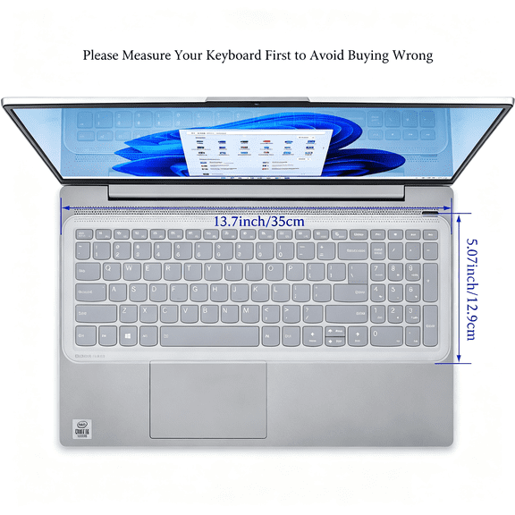 KUMEE Universal Keyboard Cover Skin for 15.6" Laptop Notebook Keyboard, Dell Hp Acer Asus Macbook Ultra Thin Waterproof Dustproof Keyboard Protector Skin(13.7" X 5.07") - Clear