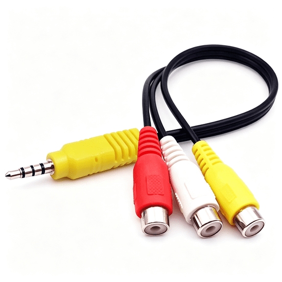 KUMEE Video Av Composite Adapter Cable Replacement for Tv, 3 Rca to 3.5Mm Av Input Adapter, Clear Signal Av Adapter Cable
